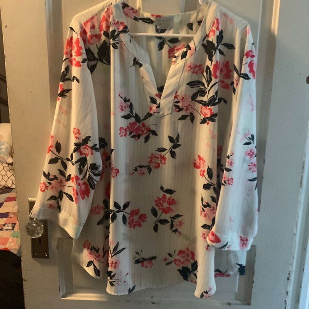 Van Husen flowered pull on shirt.